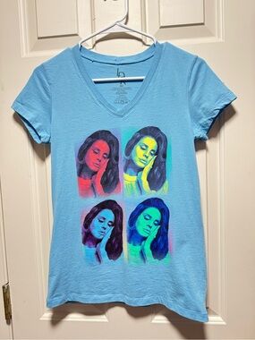 2/$30 Lana Del Rey Light Blue V-Neck Music Pop Art T-shirt